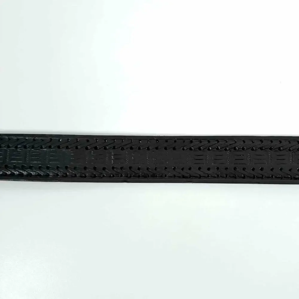 Men's Black Mexican Leather Embossed Basketweave Belt - Size 42 (XL)
